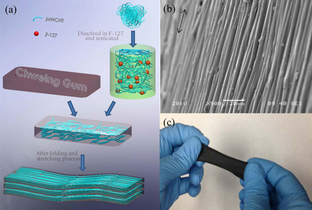 New stretchable, wearable carbon nanotube sensor made with chewing gum. Nano werk