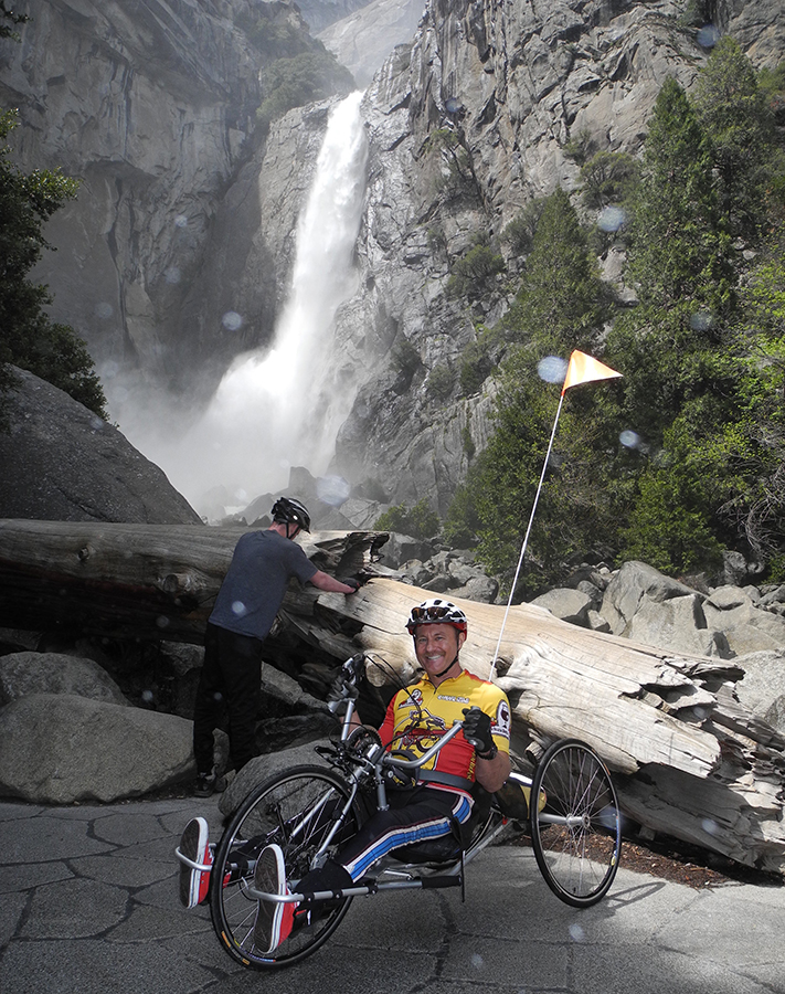 The author especially enjoyed the spring waterfall at Lower Yosemite Falls Outlook.