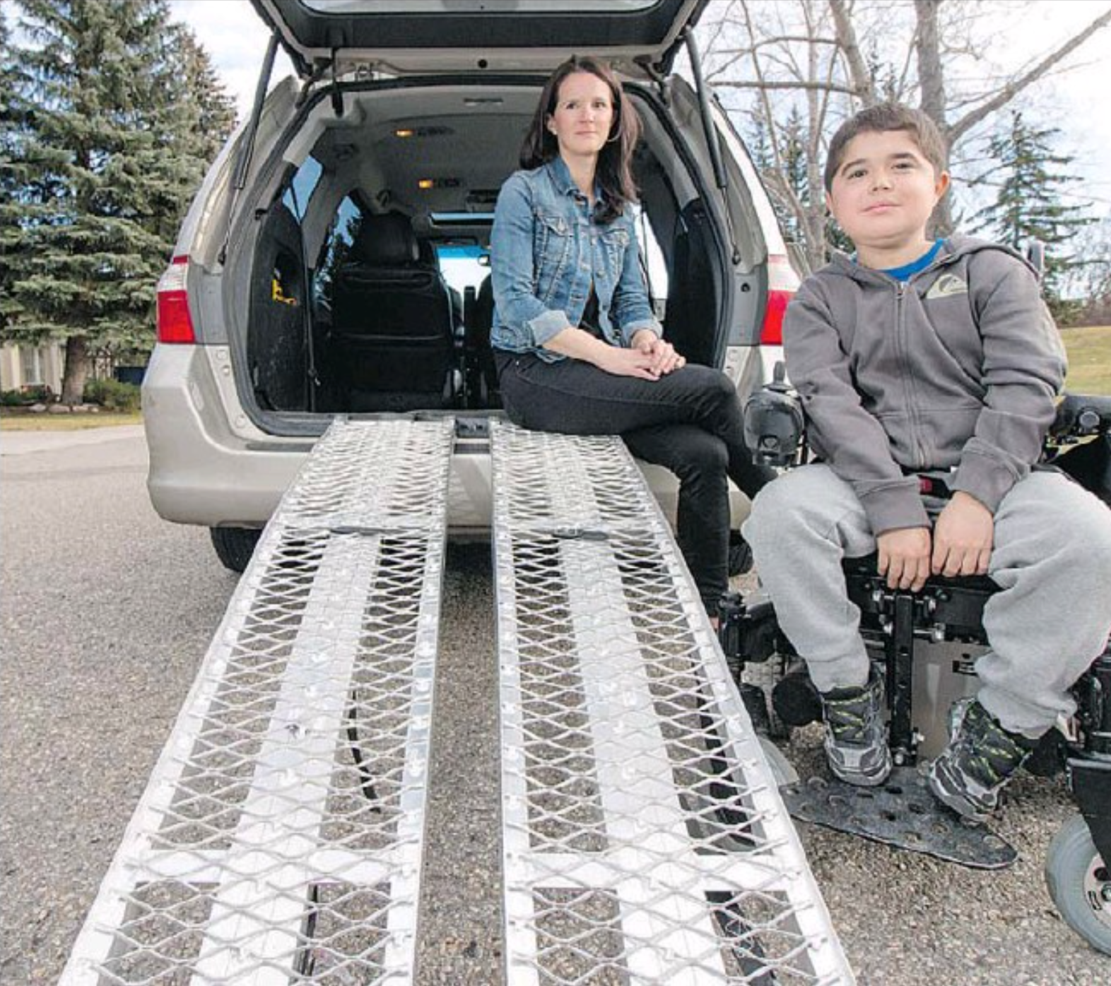 Sarah Groenewoud with makeshift ramps that her son Connor